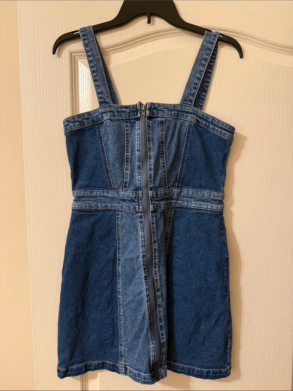 Wild Fable Two-Tone Blue Denim Zip Detail Top